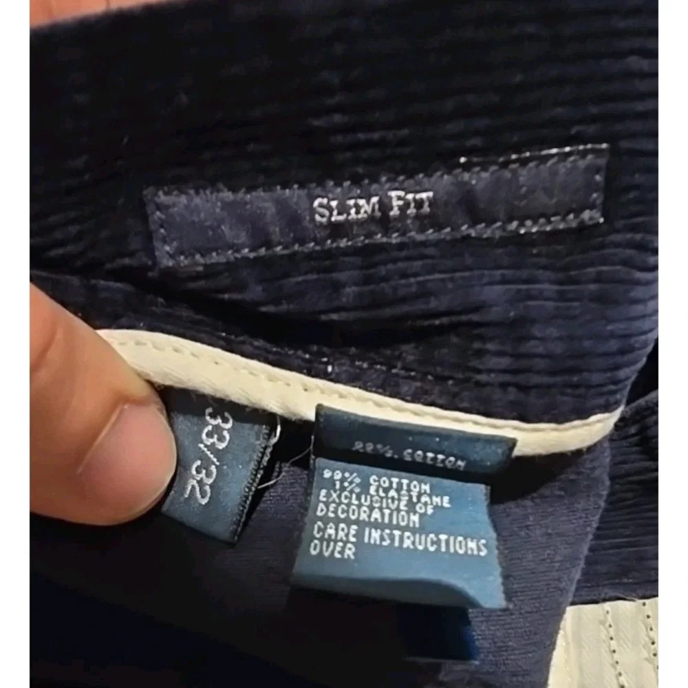 Polo Ralph Lauren Men's Slim Fit‎ Corduroy Pants, 33x32, Navy Blue, Cotton.